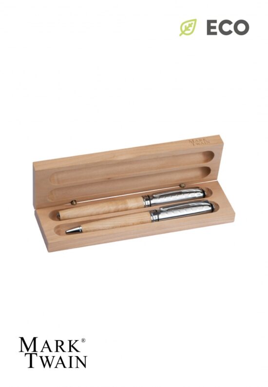 PENNA SFERA LEGNO CON ASTUCCIO IN LEGNO- MARK TWAIN