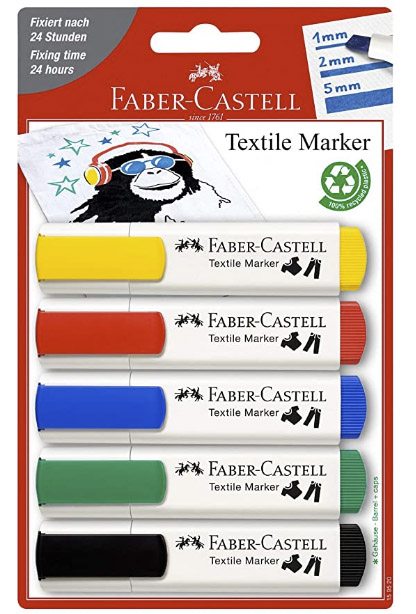 PENNARELLI PER TESSUTO BLISTER 5 COLORI FABER-CASTELL - Puntolinea Shop