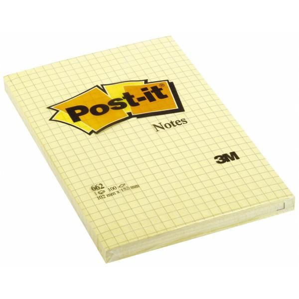 BLOCCO ADESIVO POST-IT NOTES 15X10 QUADRETTATO - GIALLO - Puntolinea Shop