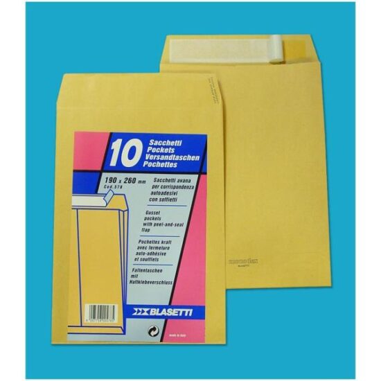 BUSTA 19X26 - BLASETTI - AVANA STRIP CON SOFFIETTO - 10 PZ