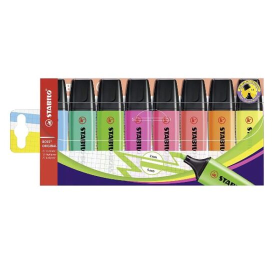EVIDENZIATORI STABILO BOSS 8 COLORI ASSORTITI FORTI