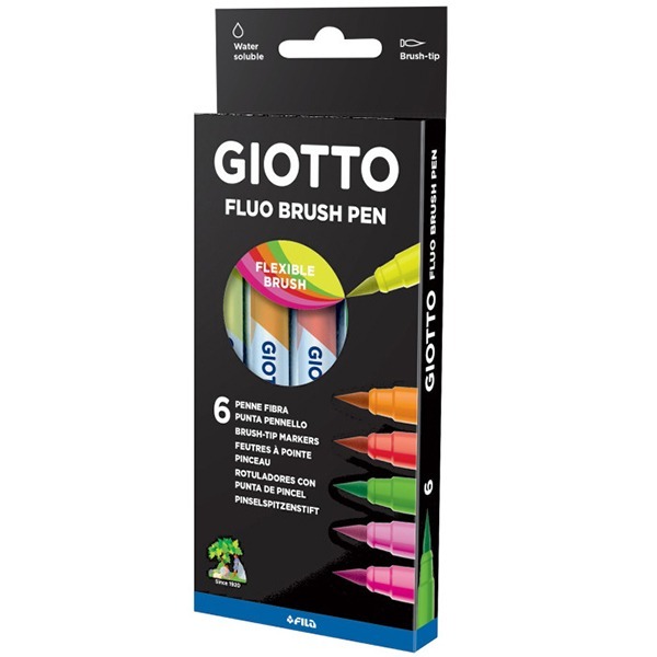 PENNARELLI GIOTTO FLUO BRUSH PEN 6 colori - Puntolinea Shop