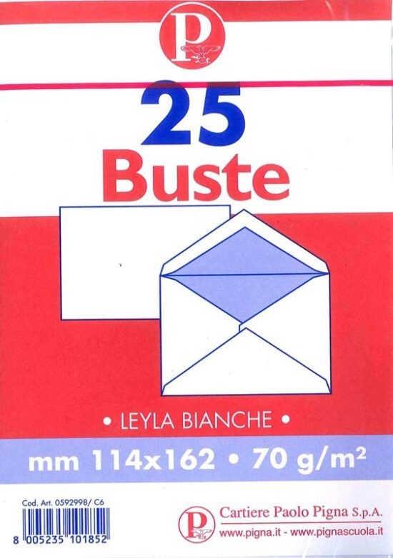 BUSTA 11X16 - C6 - PIGNA LEYLA - 25 buste