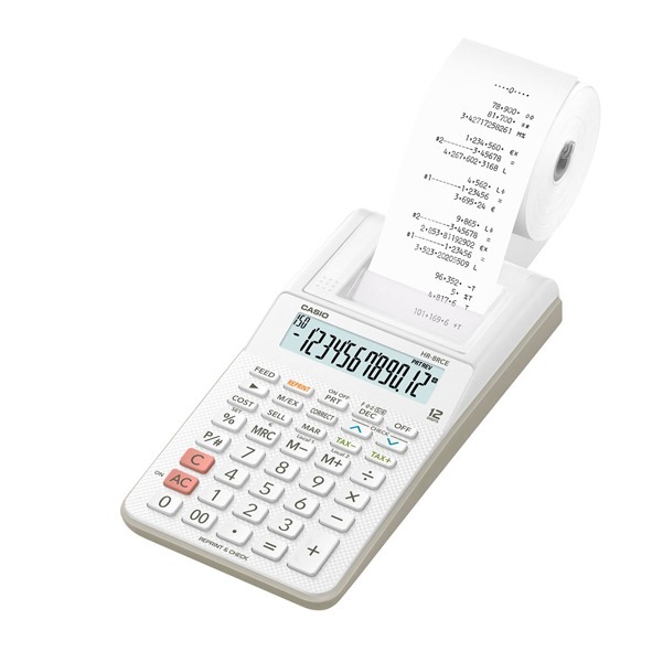 CALCOLATRICE CASIO SCRIVENTE HR8RCE 12 CIFRE BIANCO - Puntolinea Shop