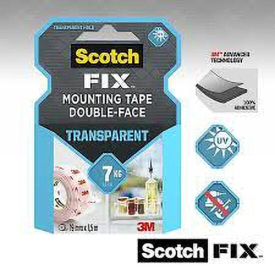 NASTRO BIADESIVO 19X1,5 mt TRASPARENTE 7 KG SCOTCH
