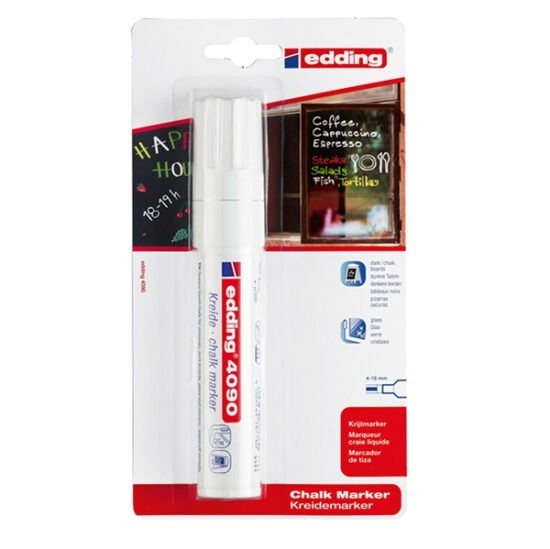 PENNARELLO EDDING 4090 punta scalpello - GESSO LIQUIDO BIANCO