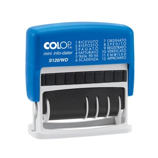 TIMBRO DATARIO S120/WD + POLINOMIO 12 DICITURE 4 MM - COLOP