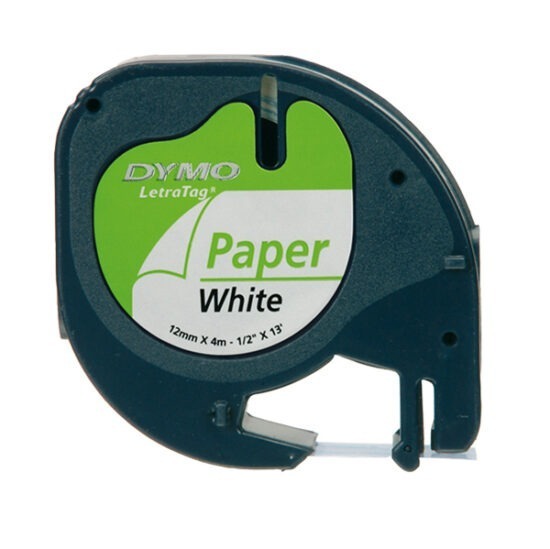 NASTRO DYMO LETRATAG - 12 mm x 4 mt - BIANCO CARTA
