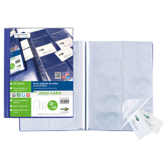 PORTA BIGLIETTI DA VISITA ASSO CARD 210X297 10 TASCHE - 10 PG - SEI ROTA