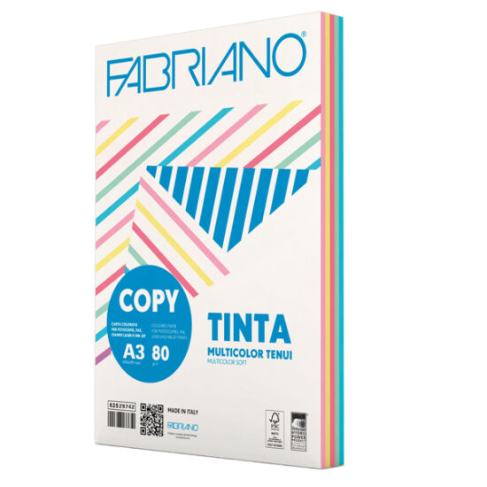 RISMA A3 80g - FABRIANO COPY TINTA 5 COLORI ASSORTITI TENUI 250 FG